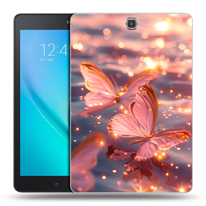 Силиконовый чехол на Samsung Galaxy Tab A 9.7 с принтом бабочки розовые Силиконовый чехол на Samsung Galaxy Tab A 9.7 с принтом бабочки розовые