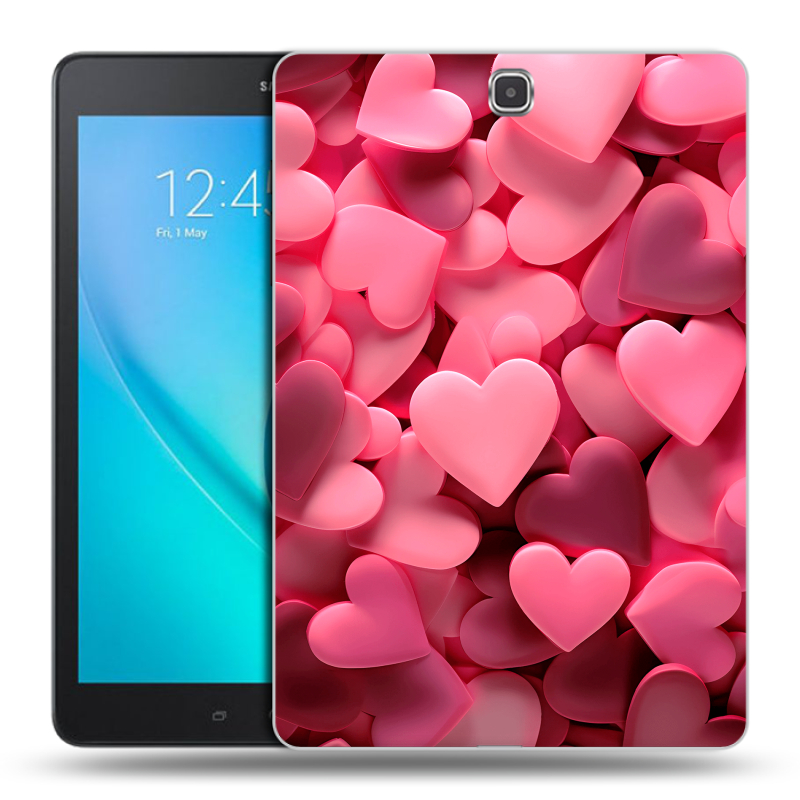 Силиконовый чехол на Samsung Galaxy Tab A 9.7 с принтом розовые сердечки Силиконовый чехол на Samsung Galaxy Tab A 9.7 с принтом розовые сердечки