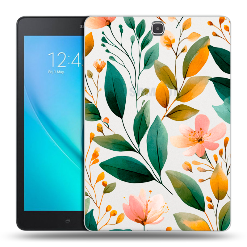 Силиконовый чехол на Samsung Galaxy Tab A 9.7 с принтом Цветы паттерн Силиконовый чехол на Samsung Galaxy Tab A 9.7 с принтом Цветы паттерн
