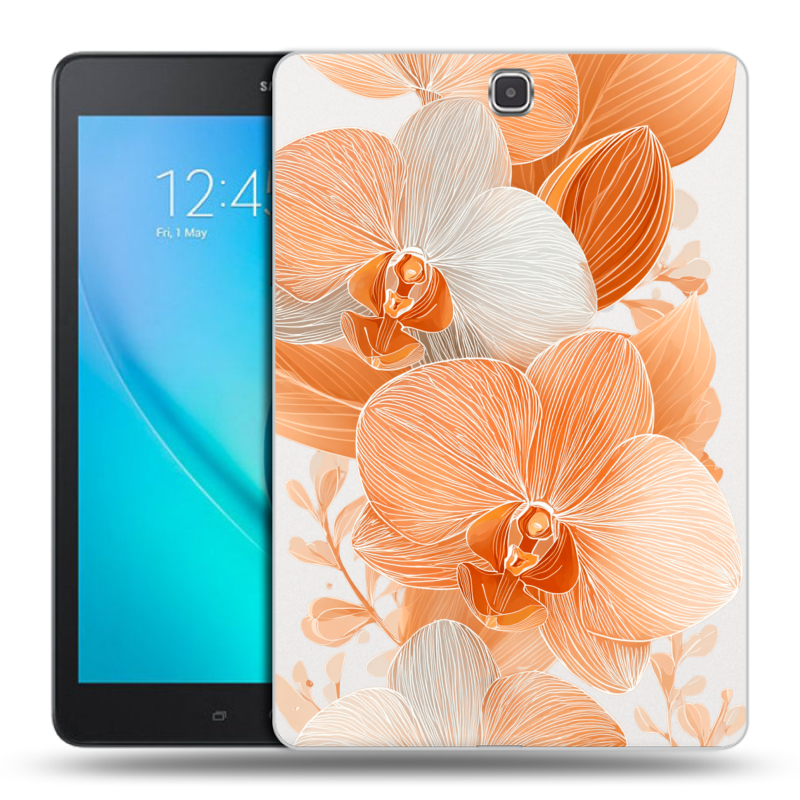 Силиконовый чехол на Samsung Galaxy Tab A 9.7 с принтом Бежевые цветы Силиконовый чехол на Samsung Galaxy Tab A 9.7 с принтом Бежевые цветы