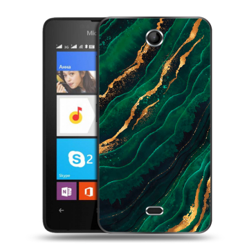 Силиконовый чехол на Microsoft Lumia 430 Dual SIM с принтом Мрамор зеленое золото Силиконовый чехол на Microsoft Lumia 430 Dual SIM с принтом Мрамор зеленое золото