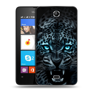 Силиконовый чехол на Microsoft Lumia 430 Dual SIM с принтом Темный леопард Силиконовый чехол на Microsoft Lumia 430 Dual SIM с принтом Темный леопард