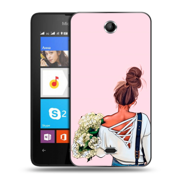 Силиконовый чехол на Microsoft Lumia 430 Dual SIM с принтом Девушка и букет Силиконовый чехол на Microsoft Lumia 430 Dual SIM с принтом Девушка и букет