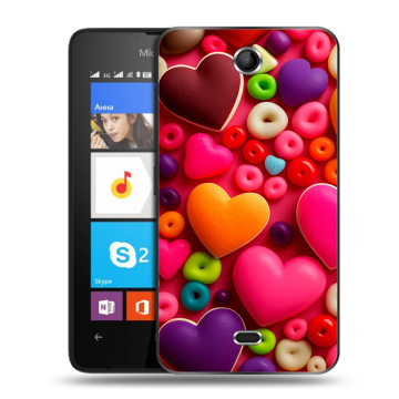 Силиконовый чехол на Microsoft Lumia 430 Dual SIM с принтом Сердечки Силиконовый чехол на Microsoft Lumia 430 Dual SIM с принтом Сердечки