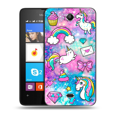 Силиконовый чехол на Microsoft Lumia 430 Dual SIM с принтом Единороги