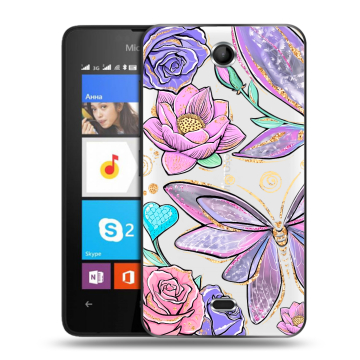 Силиконовый чехол на Microsoft Lumia 430 Dual SIM с принтом Бабочки и цветы