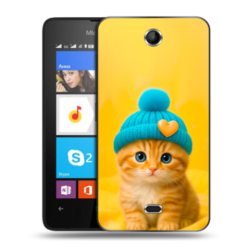 Силиконовый чехол на Microsoft Lumia 430 Dual SIM с принтом Котенок в шапке Силиконовый чехол на Microsoft Lumia 430 Dual SIM с принтом Котенок в шапке