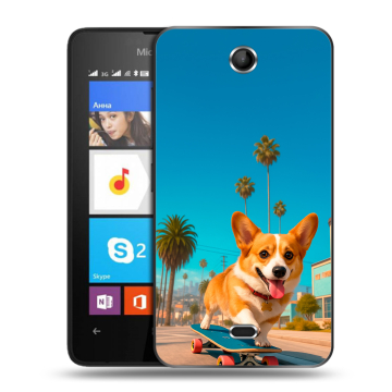 Силиконовый чехол на Microsoft Lumia 430 Dual SIM с принтом Корги на скейте