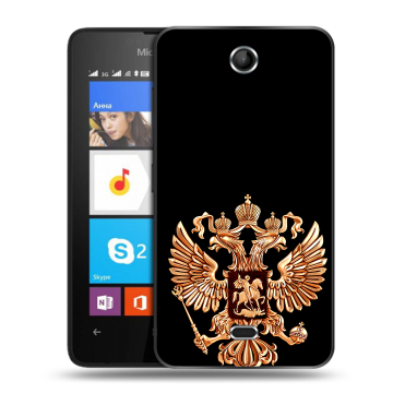 Силиконовый чехол на Microsoft Lumia 430 Dual SIM с принтом Герб России золотой