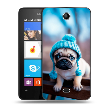 Силиконовый чехол на Microsoft Lumia 430 Dual SIM с принтом Мопс в шапке