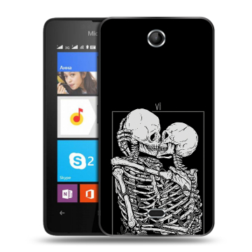 Силиконовый чехол на Microsoft Lumia 430 Dual SIM с принтом Поцелуй скелетов