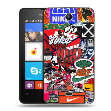 Силиконовый чехол на Microsoft Lumia 430 Dual SIM с принтом Найк Nike яркий