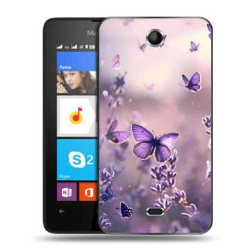 Силиконовый чехол на Microsoft Lumia 430 Dual SIM с принтом бабочки и лаванда