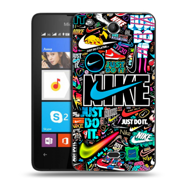 Силиконовый чехол на Microsoft Lumia 430 Dual SIM с принтом найк nike черный