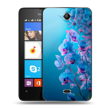 Силиконовый чехол на Microsoft Lumia 430 Dual SIM с принтом голубые орхидеи