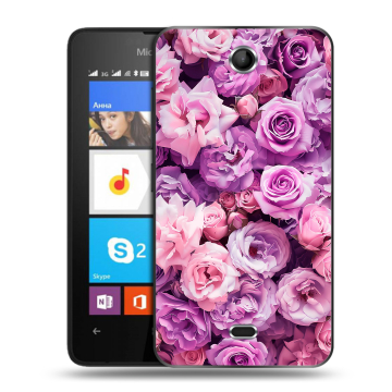 Силиконовый чехол на Microsoft Lumia 430 Dual SIM с принтом лавандовые розы Силиконовый чехол на Microsoft Lumia 430 Dual SIM с принтом лавандовые розы