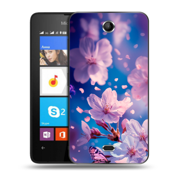 Силиконовый чехол на Microsoft Lumia 430 Dual SIM с принтом цветы бабочки