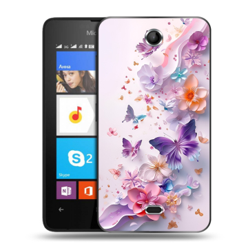 Силиконовый чехол на Microsoft Lumia 430 Dual SIM с принтом цветы бабочки