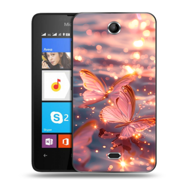 Силиконовый чехол на Microsoft Lumia 430 Dual SIM с принтом бабочки розовые