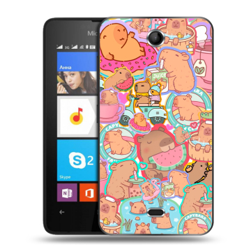 Силиконовый чехол на Microsoft Lumia 430 Dual SIM с принтом капибары Силиконовый чехол на Microsoft Lumia 430 Dual SIM с принтом капибары