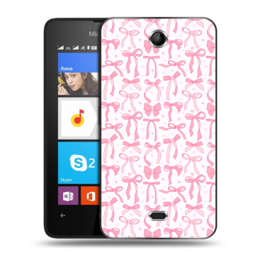 Силиконовый чехол на Microsoft Lumia 430 Dual SIM с принтом Розовые бантики
