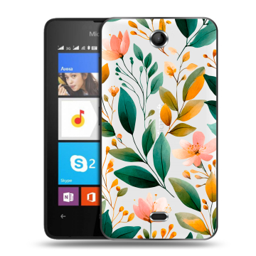 Силиконовый чехол на Microsoft Lumia 430 Dual SIM с принтом Цветы паттерн