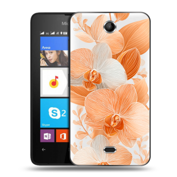 Силиконовый чехол на Microsoft Lumia 430 Dual SIM с принтом Бежевые цветы