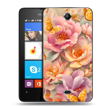 Силиконовый чехол на Microsoft Lumia 430 Dual SIM с принтом Цветы и бабочки