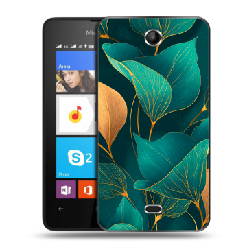 Силиконовый чехол на Microsoft Lumia 430 Dual SIM с принтом Листья и золото