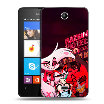 Силиконовый чехол на Microsoft Lumia 430 Dual SIM с принтом Hazbin Hotel Отель Хазбин