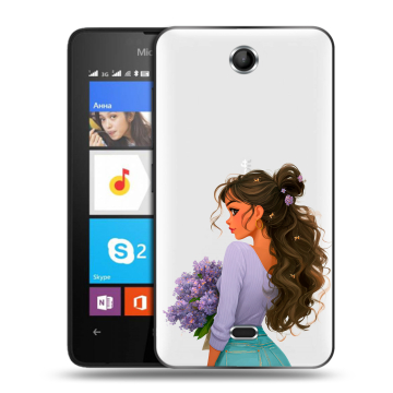 Силиконовый чехол на Microsoft Lumia 430 Dual SIM с принтом девушка цветы Силиконовый чехол на Microsoft Lumia 430 Dual SIM с принтом девушка цветы