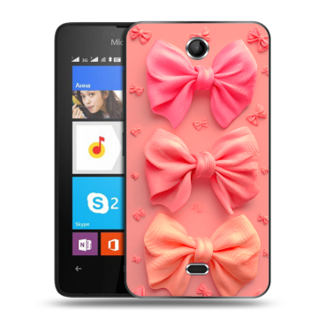 Силиконовый чехол на Microsoft Lumia 430 Dual SIM с принтом Розовые бантики