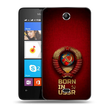 Силиконовый чехол на Microsoft Lumia 430 Dual SIM с принтом Флаг Герб СССР Силиконовый чехол на Microsoft Lumia 430 Dual SIM с принтом Флаг Герб СССР