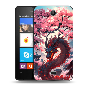 Силиконовый чехол на Microsoft Lumia 430 Dual SIM с принтом Дракон Японский