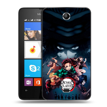 Силиконовый чехол на Microsoft Lumia 430 Dual SIM с принтом Demon Slayer Клинок рассекающий демонов Силиконовый чехол на Microsoft Lumia 430 Dual SIM с принтом Demon Slayer Клинок рассекающий демонов
