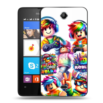 Силиконовый чехол на Microsoft Lumia 430 Dual SIM с принтом Roblox Роблокс