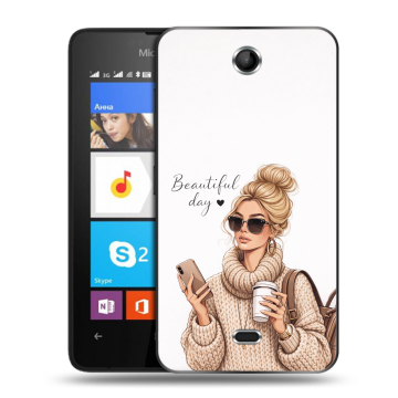 Силиконовый чехол на Microsoft Lumia 430 Dual SIM с принтом женский
