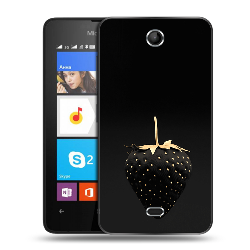 Силиконовый чехол на Microsoft Lumia 430 Dual SIM с принтом Черная клубника Силиконовый чехол на Microsoft Lumia 430 Dual SIM с принтом Черная клубника