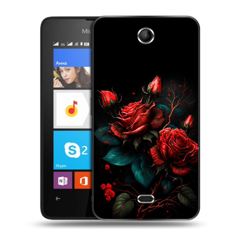 Силиконовый чехол на Microsoft Lumia 430 Dual SIM с принтом Розы красные Силиконовый чехол на Microsoft Lumia 430 Dual SIM с принтом Розы красные