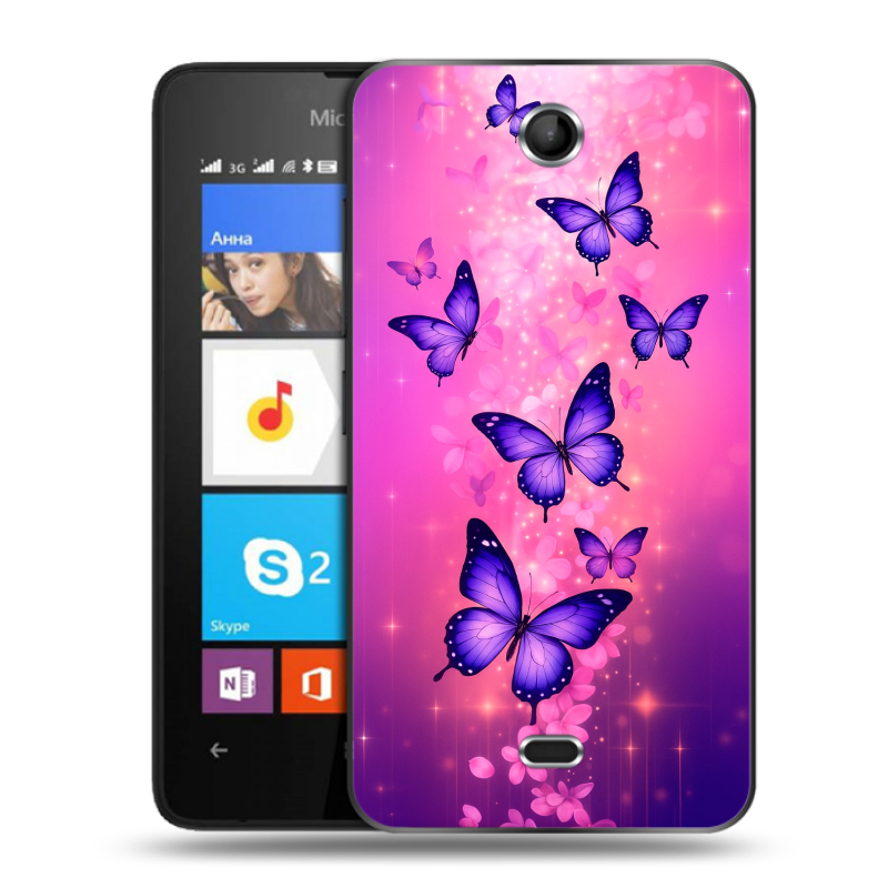 Силиконовый чехол на Microsoft Lumia 430 Dual SIM с принтом Бабочки Силиконовый чехол на Microsoft Lumia 430 Dual SIM с принтом Бабочки