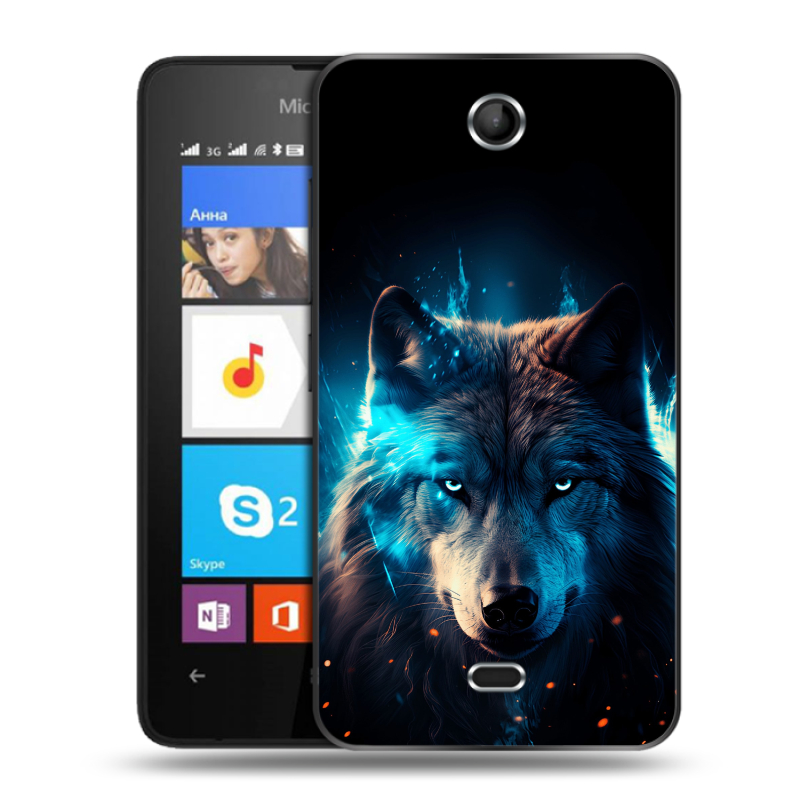 Силиконовый чехол на Microsoft Lumia 430 Dual SIM с принтом Волк ночной Силиконовый чехол на Microsoft Lumia 430 Dual SIM с принтом Волк ночной