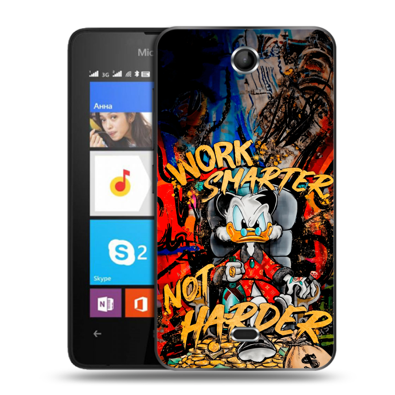 Силиконовый чехол на Microsoft Lumia 430 Dual SIM с принтом Дональд Дак Деньги Силиконовый чехол на Microsoft Lumia 430 Dual SIM с принтом Дональд Дак Деньги