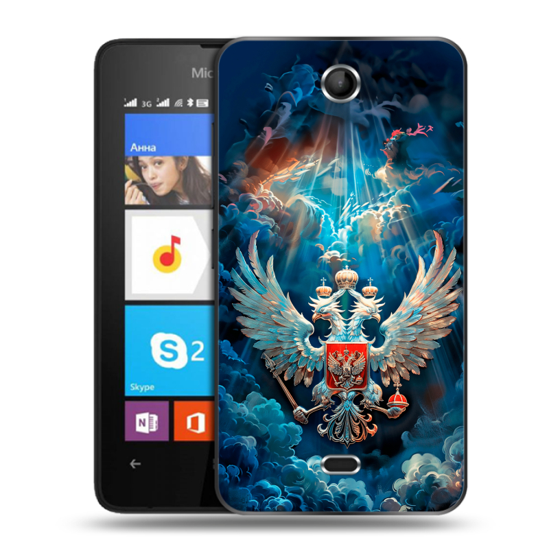 Силиконовый чехол на Microsoft Lumia 430 Dual SIM с принтом Герб флаг России Силиконовый чехол на Microsoft Lumia 430 Dual SIM с принтом Герб флаг России