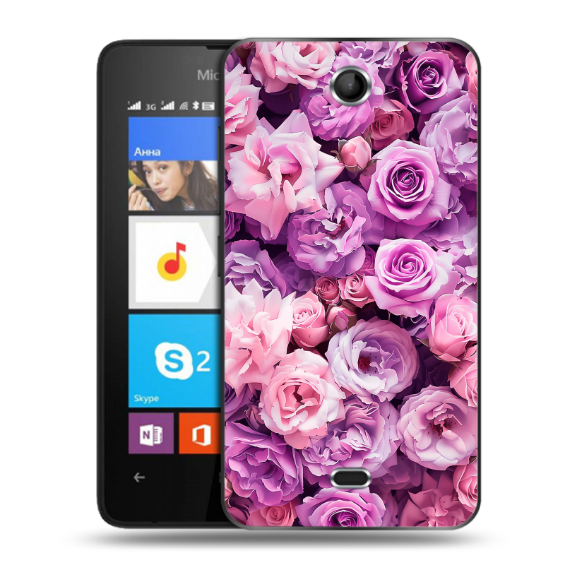 Силиконовый чехол на Microsoft Lumia 430 Dual SIM с принтом лавандовые розы Силиконовый чехол на Microsoft Lumia 430 Dual SIM с принтом лавандовые розы