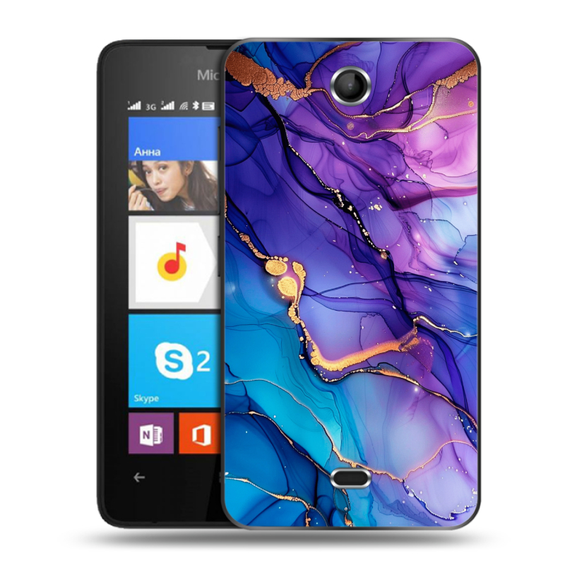 Силиконовый чехол на Microsoft Lumia 430 Dual SIM с принтом синий мрамор Силиконовый чехол на Microsoft Lumia 430 Dual SIM с принтом синий мрамор