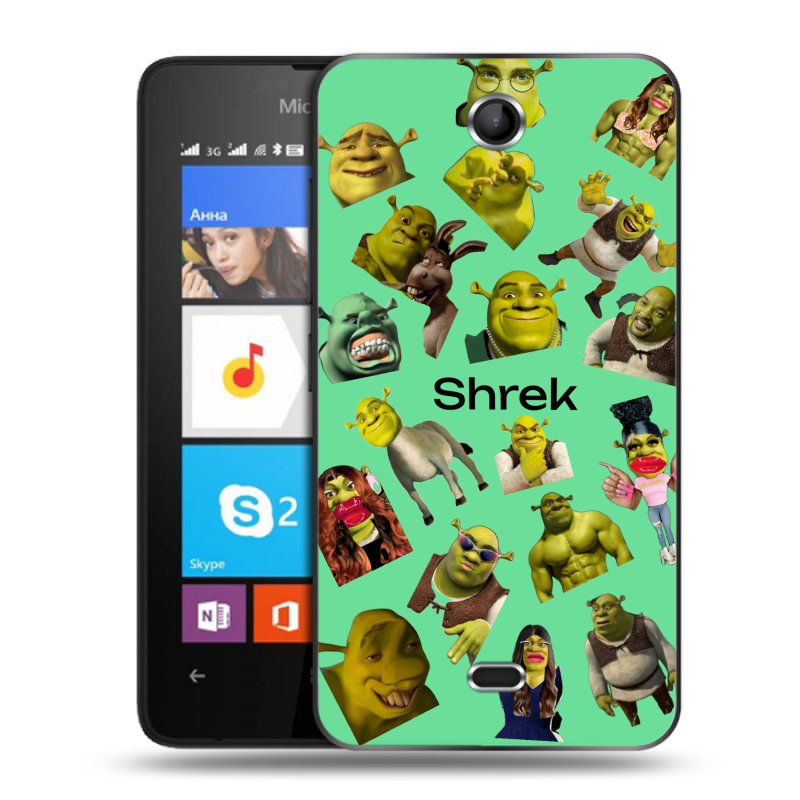 Силиконовый чехол на Microsoft Lumia 430 Dual SIM с принтом Шрек Shrek Силиконовый чехол на Microsoft Lumia 430 Dual SIM с принтом Шрек Shrek