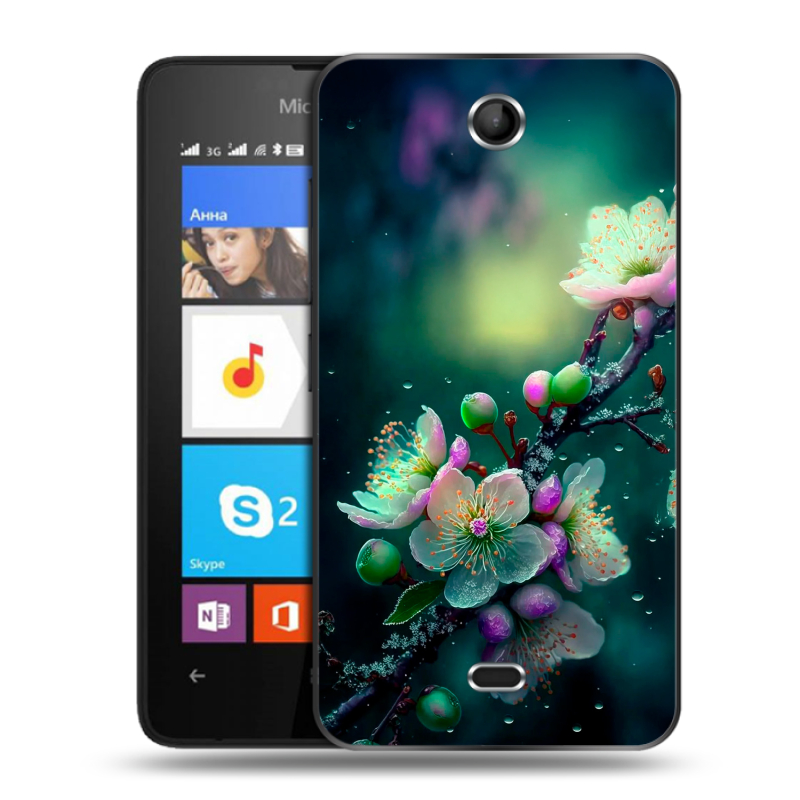 Силиконовый чехол на Microsoft Lumia 430 Dual SIM с принтом Цветы и мрамор Силиконовый чехол на Microsoft Lumia 430 Dual SIM с принтом Цветы и мрамор