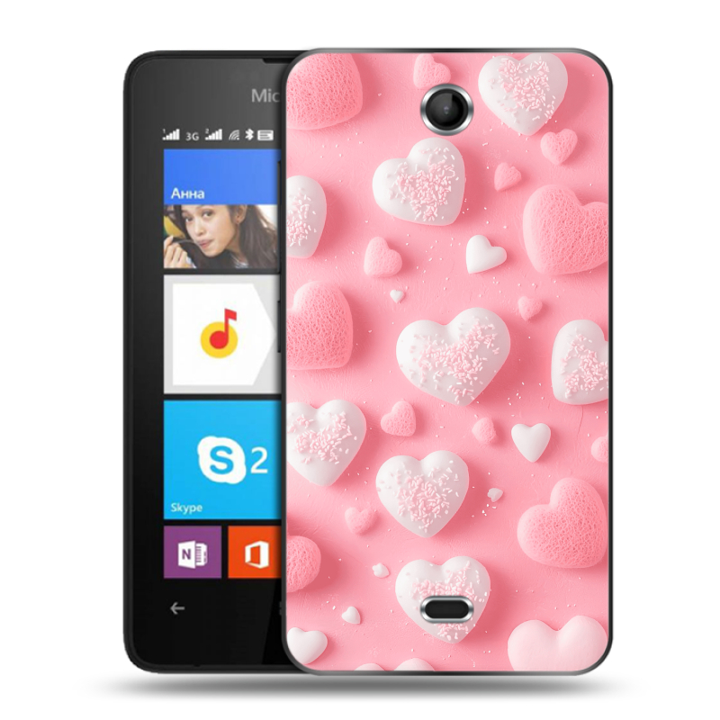 Силиконовый чехол на Microsoft Lumia 430 Dual SIM с принтом Сердечки Силиконовый чехол на Microsoft Lumia 430 Dual SIM с принтом Сердечки