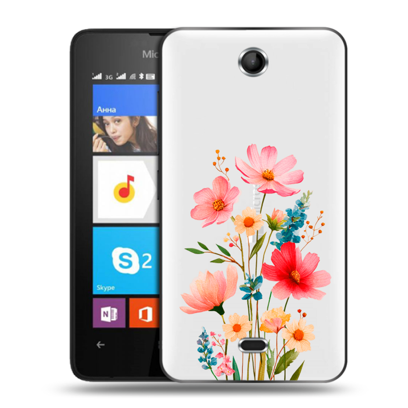 Силиконовый чехол на Microsoft Lumia 430 Dual SIM с принтом Цветы Силиконовый чехол на Microsoft Lumia 430 Dual SIM с принтом Цветы