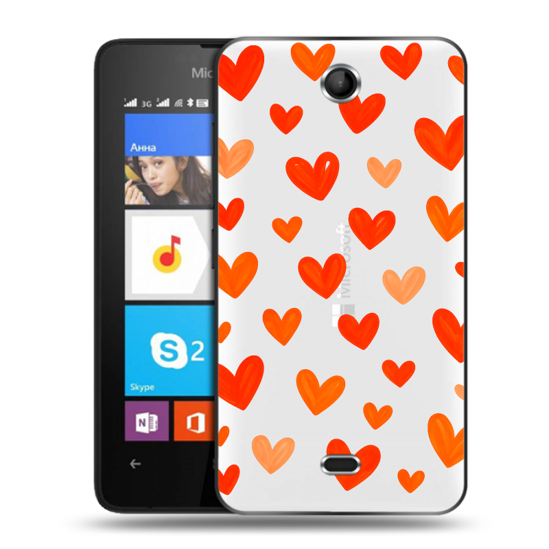 Силиконовый чехол на Microsoft Lumia 430 Dual SIM с принтом Сердечки Силиконовый чехол на Microsoft Lumia 430 Dual SIM с принтом Сердечки